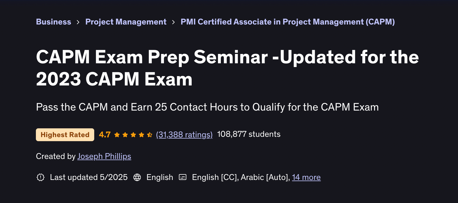 CAPM Exam Prep by Joseph Phillips